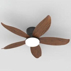 36-Inch Ceiling Fan with LED Lamp – Walnut Shade, 5 Blades, App Control (220V)