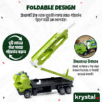 Krystal Foldable Dinosaur Truck Toy Set Krystal green dinosaur truck toy set with foldable launch track and mini cars for toddlers