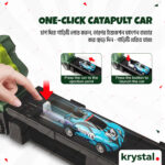 Krystal One-Click Catapult Car Launcher Krystal one-click catapult car launcher with blue mini race car and launching mechanism