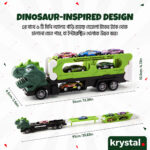 Krystal Dinosaur Truck Toy Set with Launch Track Krystal dinosaur transport truck toy with 6 mini cars and 91cm fold-out launch track for kids
