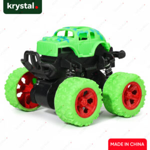 Krystal Curated green friction powered monster truck toy with large rubber wheels for push and go stunt play