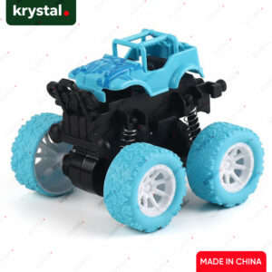 Blue Krystal Curated friction powered monster truck toy, push and go stunt car with large rubber tires for kids