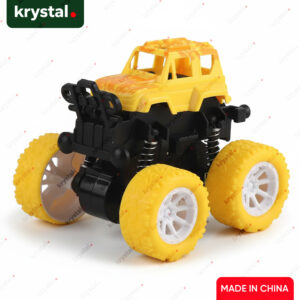 Yellow Krystal friction powered monster truck toy with shockproof springs and oversized rubber tires for kids