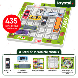 Krystal Parking Maze logic puzzle game with 435 levels, 16 vehicle models, and traffic jam challenge board