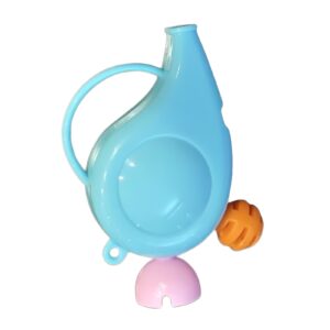 Blue BPA-free baby rattle toy with ergonomic handle for newborn sensory development and teething relief