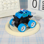 Krystal blue police monster truck friction toy car with off-road wheels for kids' active play