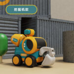 Krystal press go construction car toy excavator for toddlers with durable yellow and teal ABS body