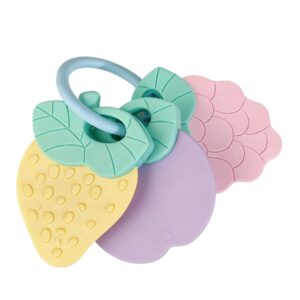 Krystal Curated fruit-shaped silicone baby teether and rattle toy for sensory development and teething relief