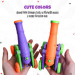 Kids Rocket Launcher Blaster Toy Cannons Pair of purple and orange kids rocket launcher blaster toy cannons made of durable PP material