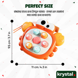 Krystal mini whack-a-mole crab toy for kids, interactive hand-press game for coordination and focus