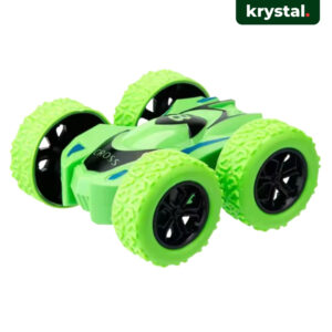 Krystal green double sided inertia stunt car toy with 360 degree rotation and friction power for kids
