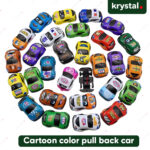 Krystal Colorful Mini Pull-Back Toy Car Set Krystal mini pull-back toy car set, colorful cartoon plastic cars for toddlers educational play