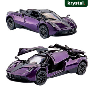 Krystal 1:43 purple Pagani alloy diecast sports car toy with openable doors and pull-back action