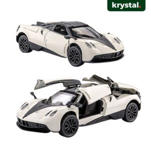 White Pagani 1:43 scale alloy diecast toy car with openable doors and pull-back action by Krystal