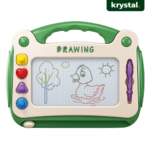 Krystal Magnetic Drawing Board for Kids Krystal magnetic drawing board for kids with erasable screen, shape stamps, and handle for portable creative play.