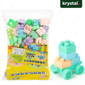 Krystal 100-piece large particle building blocks toy set in macaron colors with storage bag