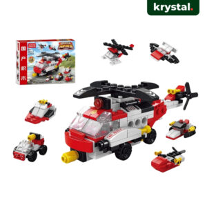 Krystal 6 in 1 Fire Rescue Helicopter building block toy set with mini vehicles for creative educational play