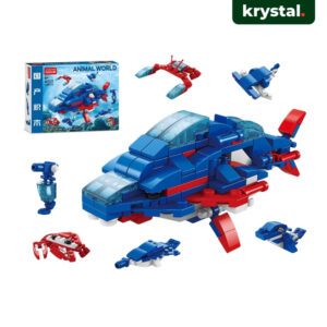 Krystal 6-in-1 animal world building block toy set featuring blue shark submarine and sea creature models