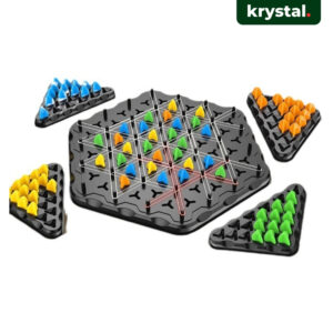 Krystal Tapple Triangle Chain logic board game with colorful pegs and rubber bands for interactive family play