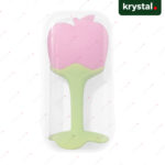 Krystal Silicone Fruit Shape Teether for Baby Krystal pink fruit shape silicone teether for baby gum relief in clear storage case, BPA-free soft material