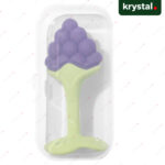 Krystal Grape Shape Silicone Baby Teether Krystal purple grape silicone baby teether, BPA-free fruit shaped gum soother with textured surface for teething relief
