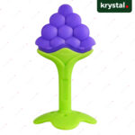 Krystal Grape Silicone Baby Teether Krystal purple grape silicone baby teether, BPA-free soft gum soother for infant teething relief