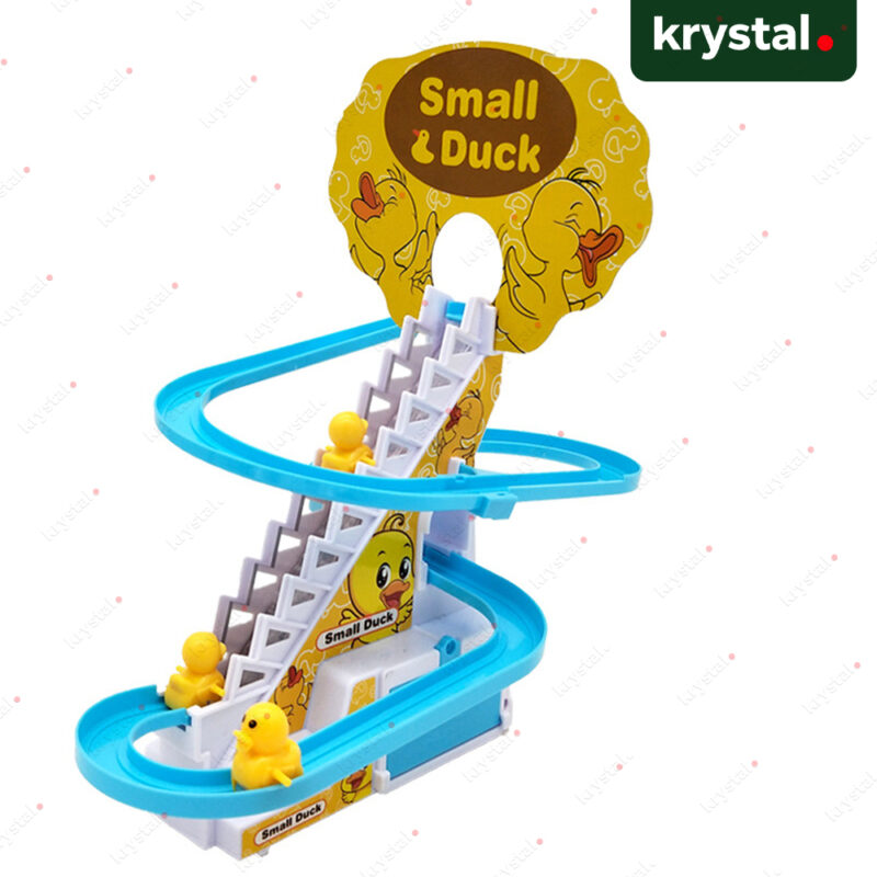Krystal Electric Duck Climbing Stairs Toy with musical light-up track playset for kids