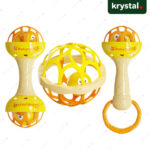 Lightweight Hand Grip Baby Rattle Toy Set Lightweight yellow baby rattle toy set for infants and toddlers with easy-grip handles and cute duck faces