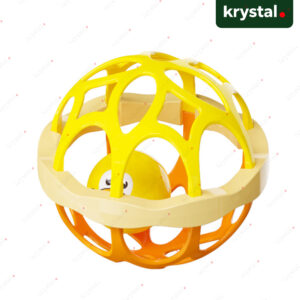 Krystal lightweight yellow and orange hand grip ball rattle toy for infants and toddlers
