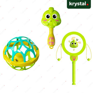 Krystal Little Dino green baby rattle and musical toy set for sensory play and early motor skills development