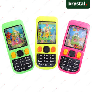 Krystal handheld mobile phone water game toy for kids in green, yellow, and pink for screen-free fun