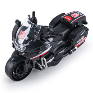Black SWAT friction mini moto toy motorcycle for kids with realistic police markings
