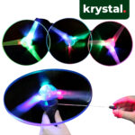 Krystal LED spinning UFO flying toy with colorful lights and pull-string launcher for kids' outdoor play