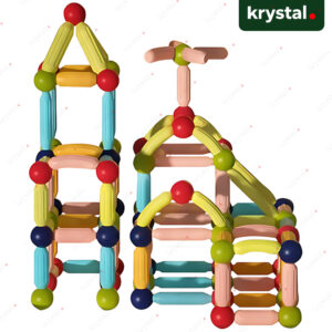 Krystal colorful magnetic building sticks and balls set for kids, educational STEM construction toys