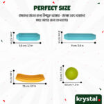 Krystal magnetic building sticks and balls set size chart showing dimensions of colorful pieces for kids