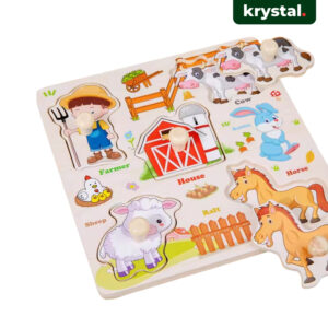 Wooden Puzzle Early Learning Board Set-3D Pieces - Farm Money