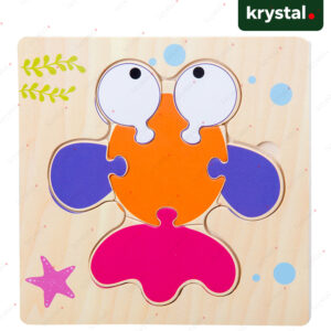 Krystal Montessori wooden fish puzzle toy, colorful 3D animal matching game for kids learning and motor skills