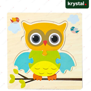 Krystal Montessori Wooden Owl Puzzle, Colorful 3D Animal Matching Toy for Kids Early Learning and Fine Motor Skills