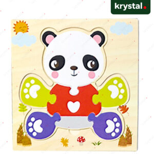 Krystal Montessori wooden panda puzzle for kids, colorful 3D animal matching game for early learning