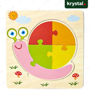 Krystal Montessori wooden snail puzzle toy for kids, colorful 4-piece animal matching game for early learning