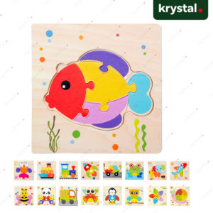 Montessori Wooden Puzzle Toy - 3D Animal & Vehicle Matching Game for Kids