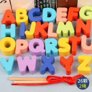 Wooden Alphabet Beads Threading Toy for Kids | Montessori Learning Set