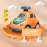 Krystal Baby Cartoon Press and Go Fire Engine Orange baby cartoon press and go fire engine toy car by Krystal for toddler motor skills development