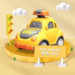 Krystal Baby Cartoon Press Go Taxi Car Toy Yellow cartoon taxi press and go car toy for toddlers with traffic light, safe ABS plastic early learning toy