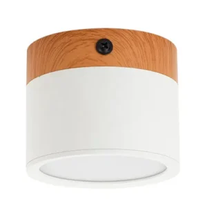5W white surface mounted LED downlight with wooden accent for bedroom and hallway ceiling