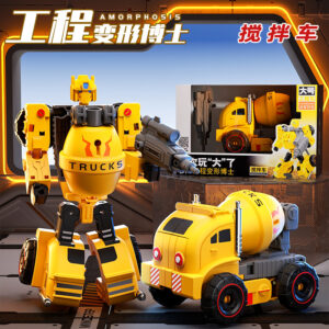 Amorphosis Engineering yellow mixer truck 2-in-1 transforming robot action figure STEM toy