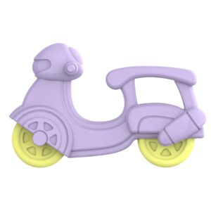 Lavender scooter baby rattle and teether toy for sensory development by Krystal Curated