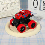 Red police monster truck friction toy with off-road wheels for kids active play