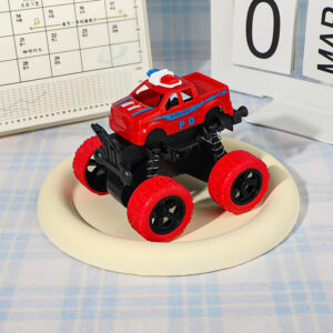 Red police monster truck friction toy with off-road wheels for kids active play