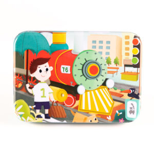 Jigsaw Puzzle toy with Iron Box for Kids - Train platform